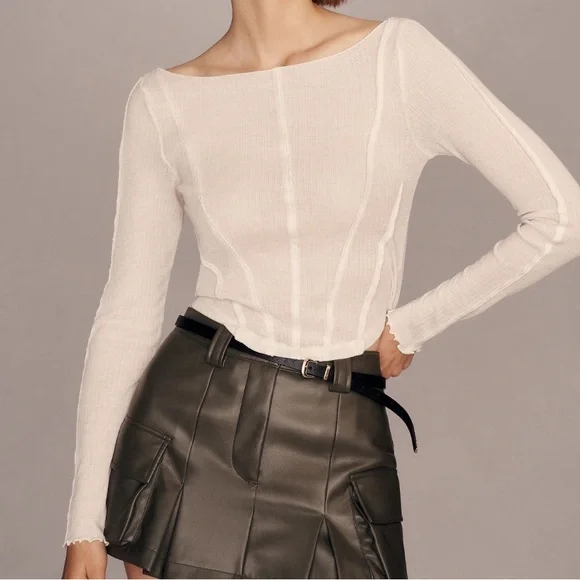 Pilcro Long-Sleeve Sheer Corset Tee - Picture 1 of 8